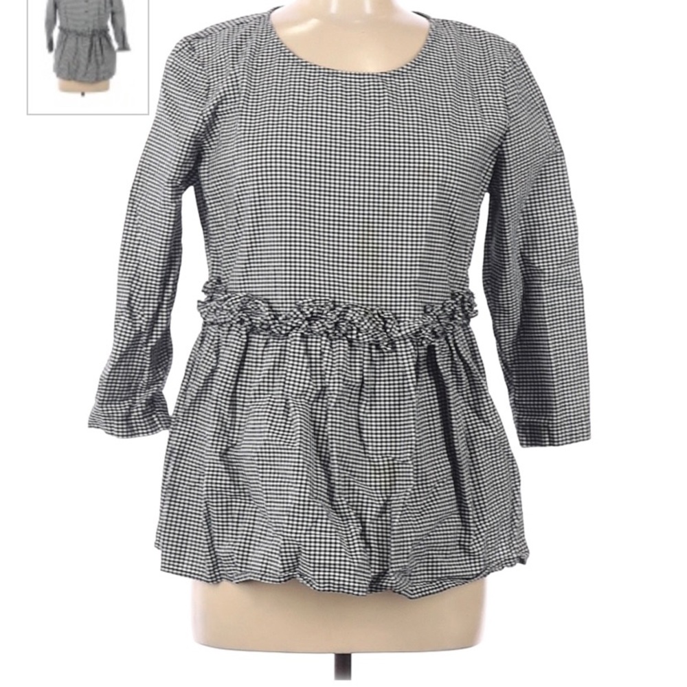 ALEXANDER JORDAN Black Gingham Peplum top Medium